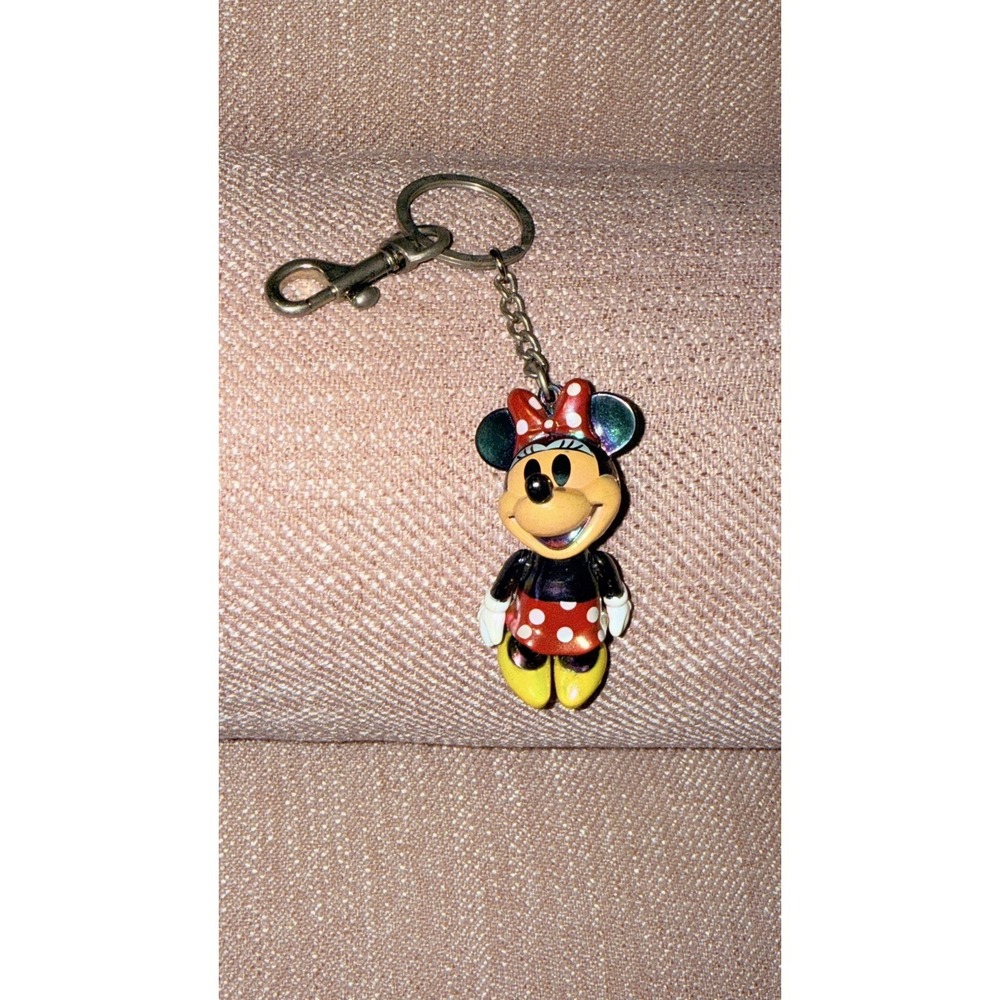 Disney Minnie Mouse Movable Head, Arms Legs, Iridescent Key Chain‎ Bag Charm